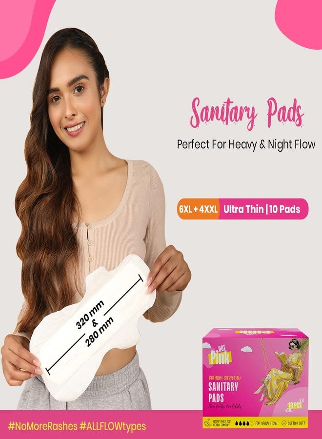 PINQ POLKA Hot Pink Sanitary Pads For Women 20 Ultra-Thin Pads | 12 XL + 8 XXL Sanitary Napkins | Cotton Soft Feel, Rash Free, Skin Friendly, Wider Wing, 5 layers Leak Protection - Image 2